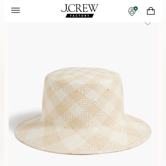 NWT J.Crew Factory Ivory & Beige Gingham Checkered Bucket Hat Size Med / Large - Picture 14 of 17